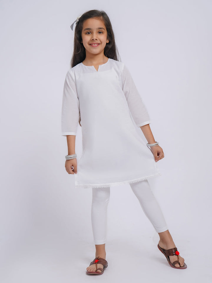 VASTRAMAY Girls' White Only Kurta - qivii