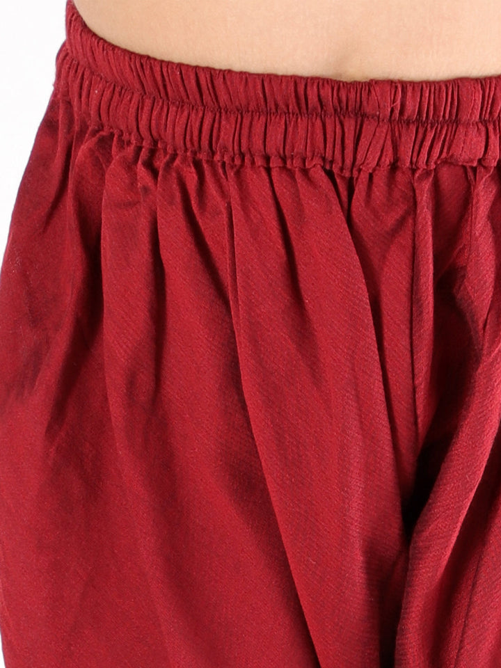 VASTRAMAY Girl's Maroon Mirror Kurta Pyjama Set - qivii