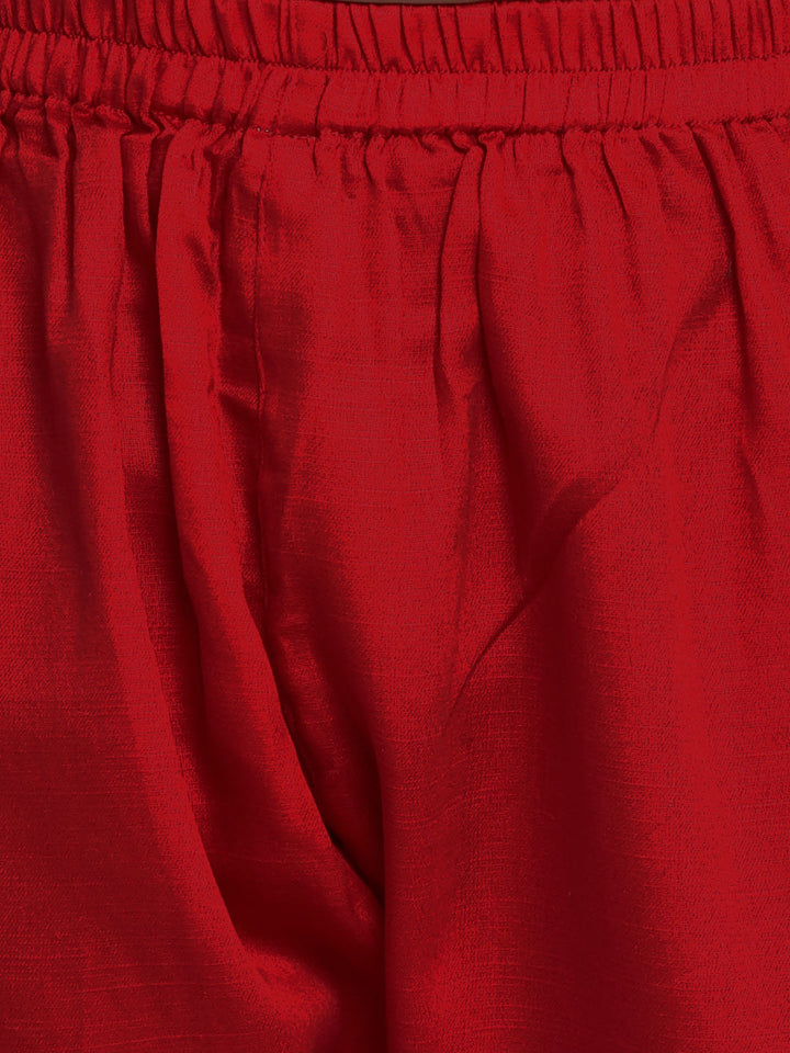 VASTRAMAY Girls' Navy Blue and Rust Kurta Palazzo Set - qivii