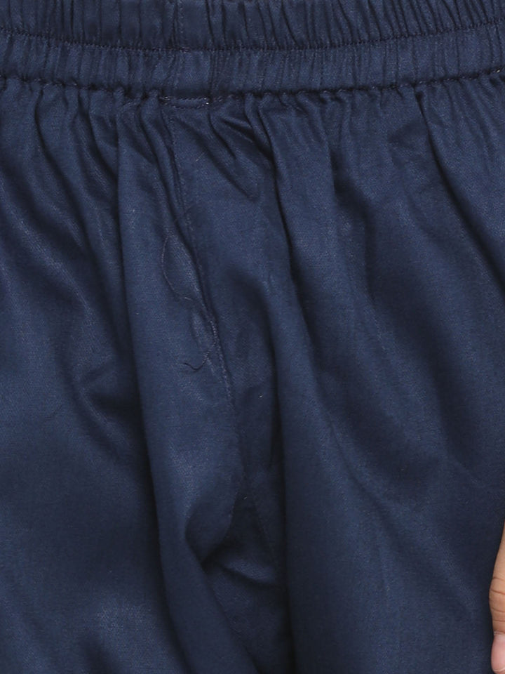 VASTRAMAY Girls' Rust And Navy Blue Flared Kurta Palazzo Set - qivii