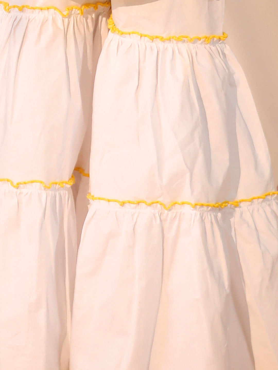 VASTRAMAY Girls' Yellow and White Kurta, Sharara and Dupatta Set - qivii