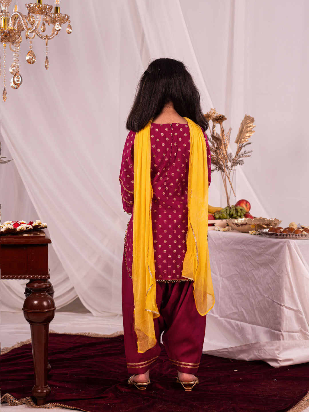 VASTRAMAY Girls Pink Kurta Salwar and Dupatta Set - qivii