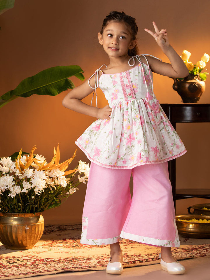 VASTRAMAY Girls' Multicolour Kurta Palazzo Set - qivii