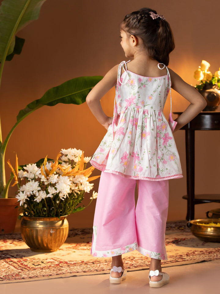 VASTRAMAY Girls' Multicolour Kurta Palazzo Set - qivii