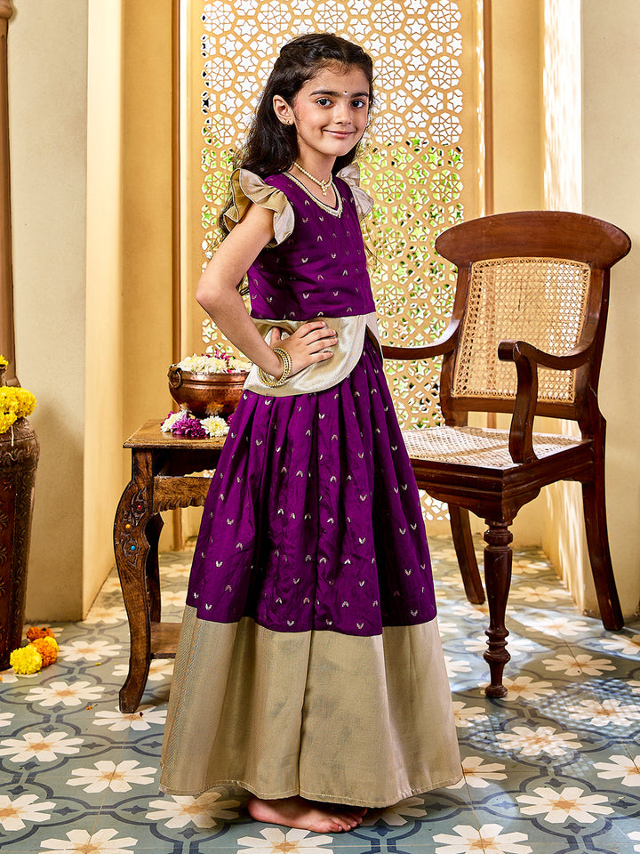 VASTRAMAY Girls' Purple Lehenga Set - qivii