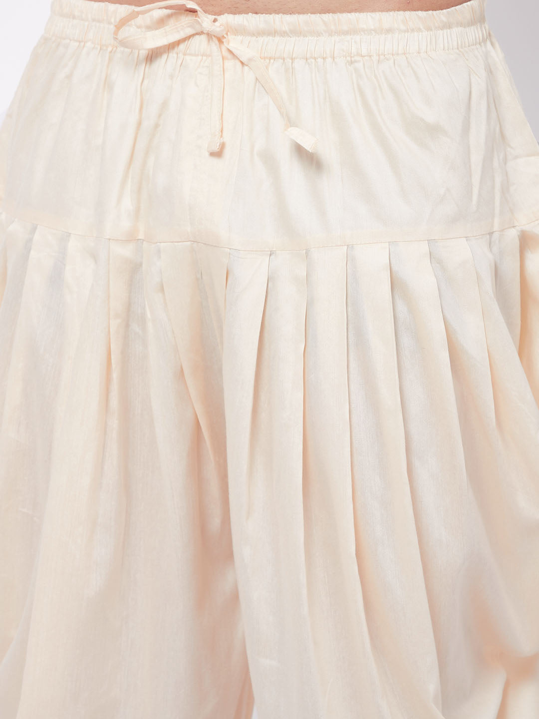 Men's Cream Cotton Blend Cowl Dhoti