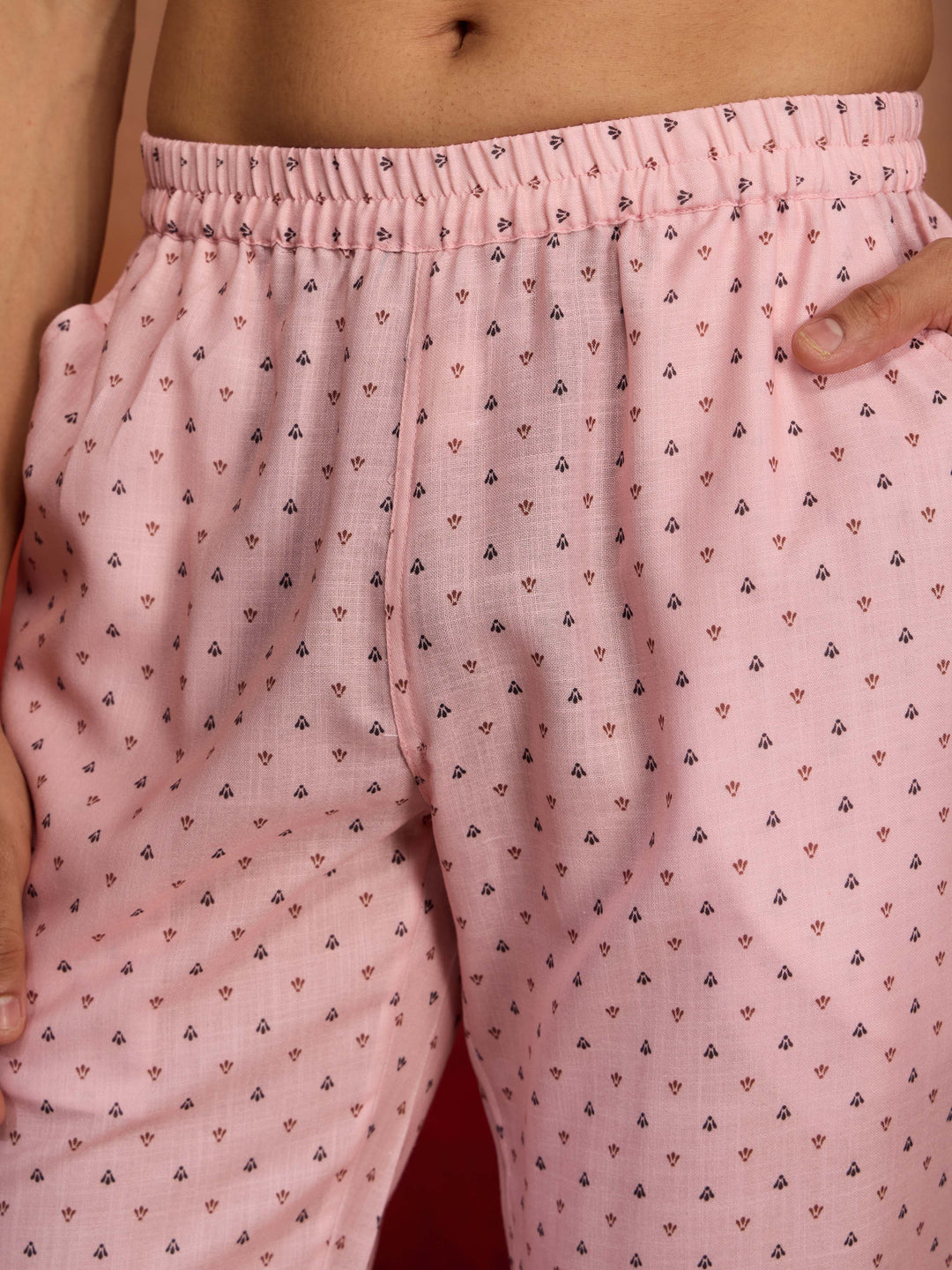 Men's Peach Cotton Linen 3-Piece Nehru Set