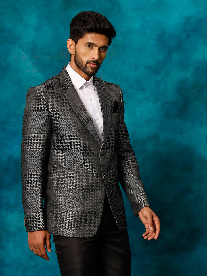 Men's Black Houndstooth Blazer