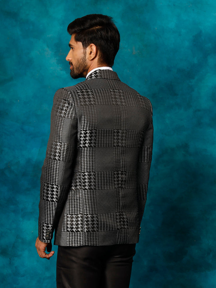 Men's Black Houndstooth Blazer