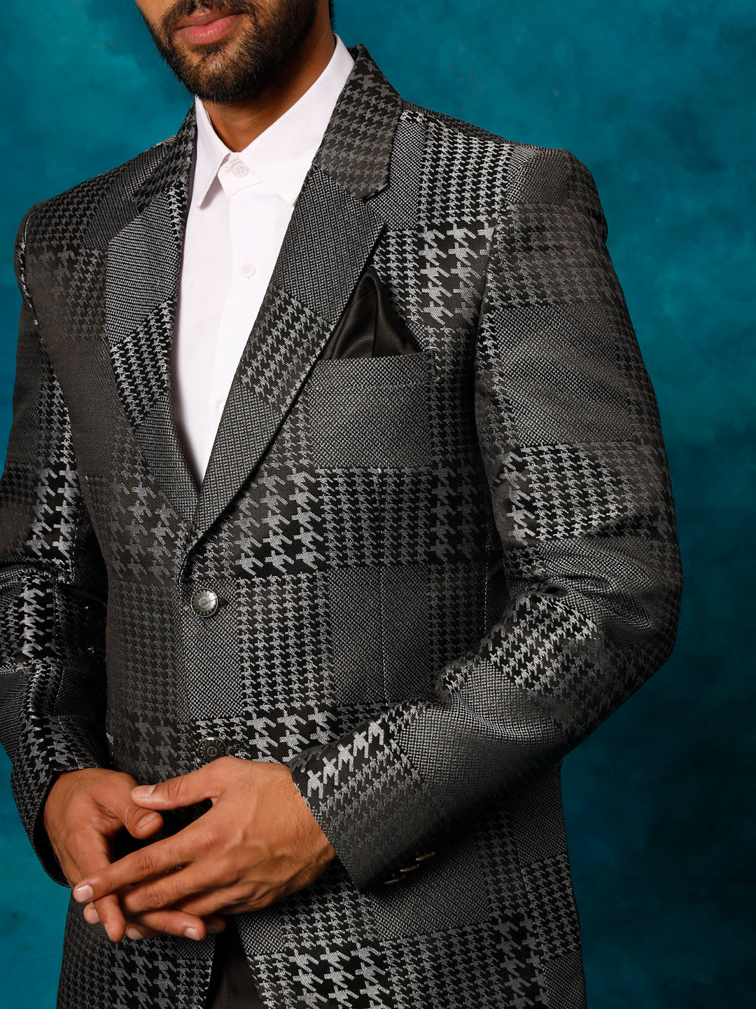 Men's Black Houndstooth Blazer