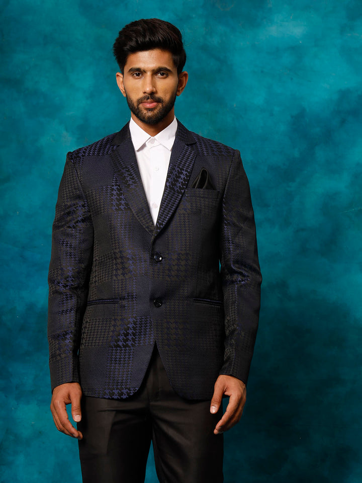 Men's Blue Houndstooth Blazer