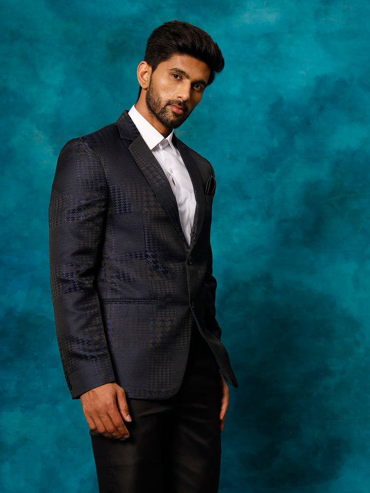 Men's Blue Houndstooth Blazer