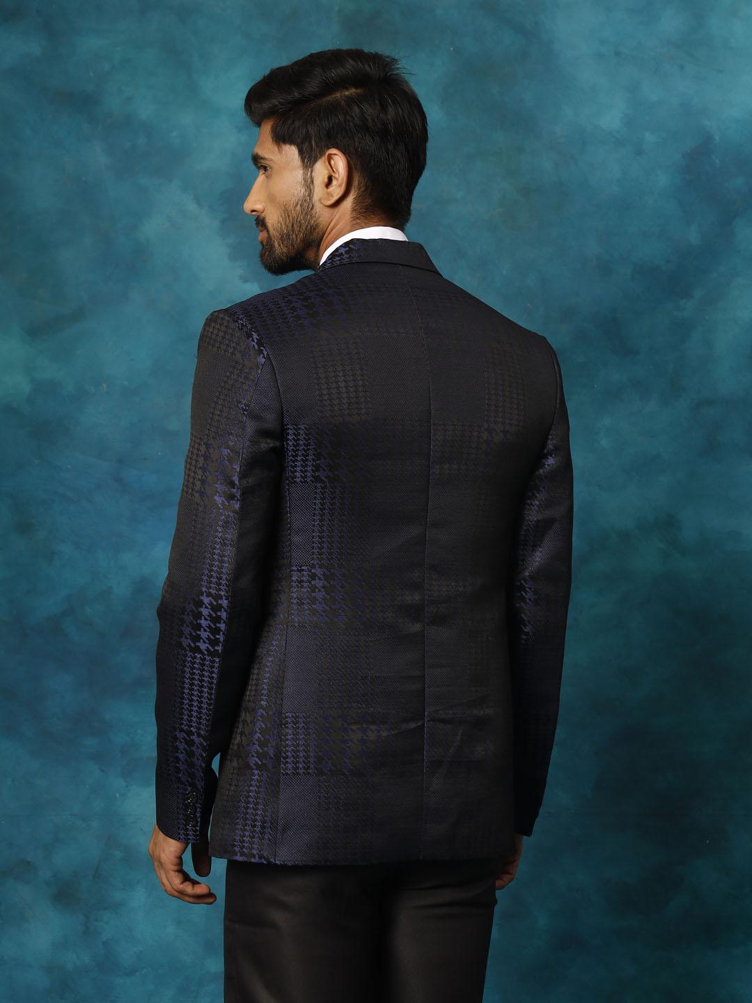 Men's Blue Houndstooth Blazer