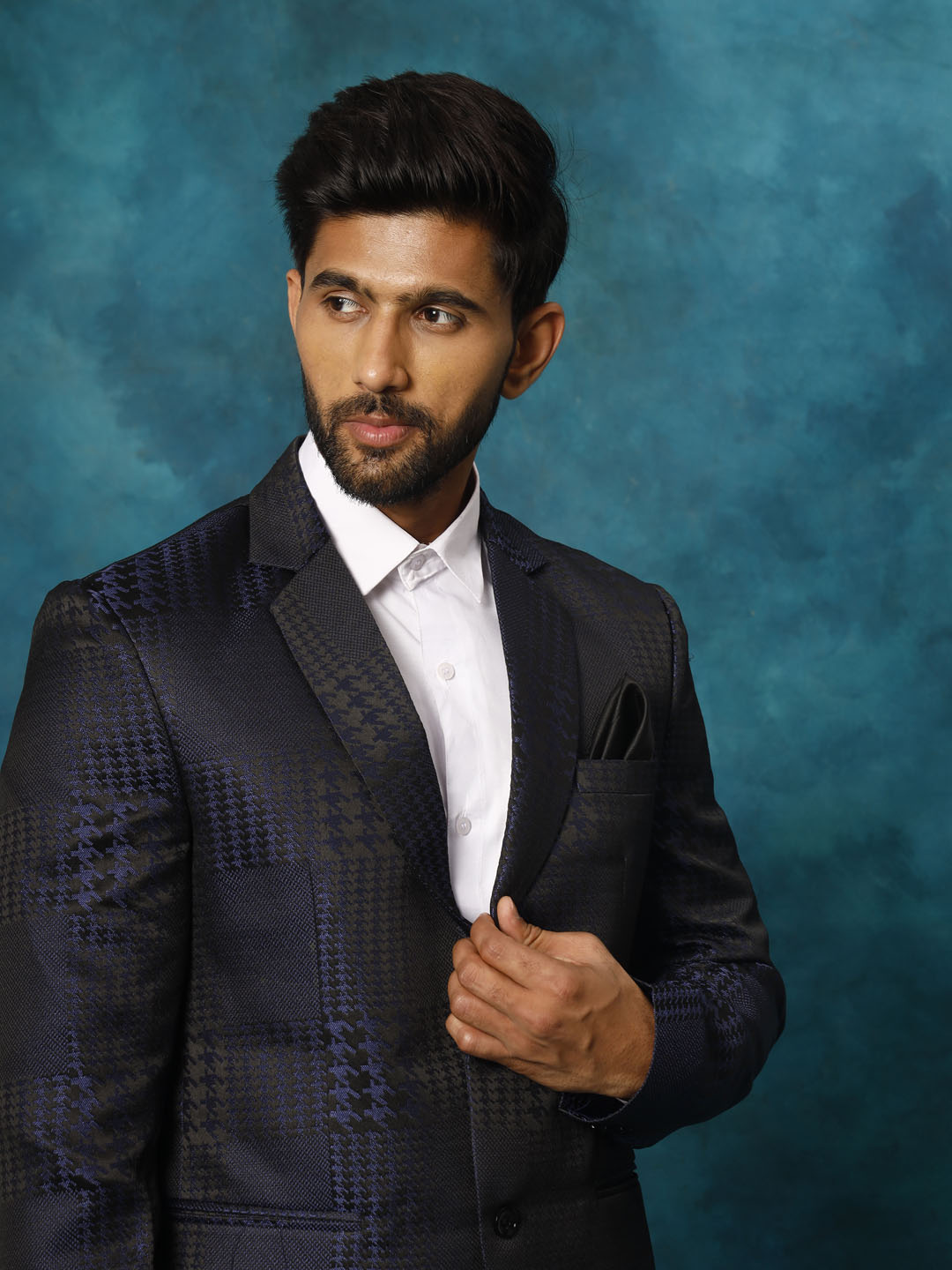 Men's Blue Houndstooth Blazer