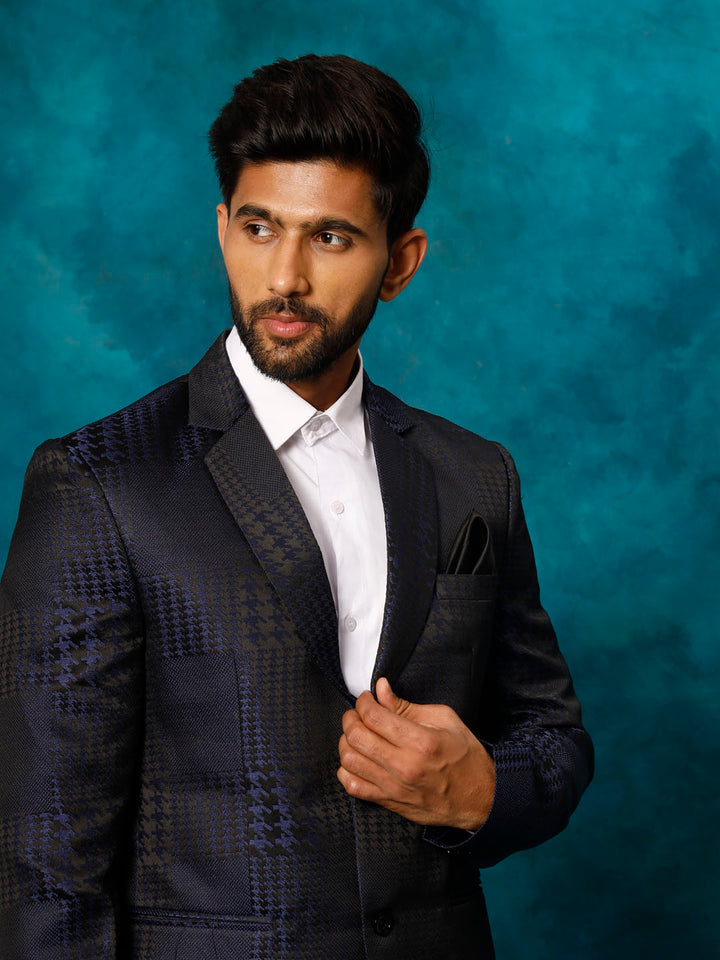 Men's Blue Houndstooth Blazer
