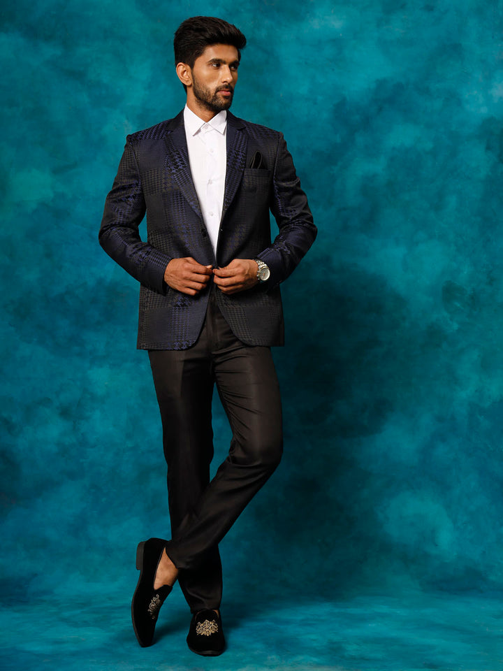 Men's Blue Houndstooth Blazer