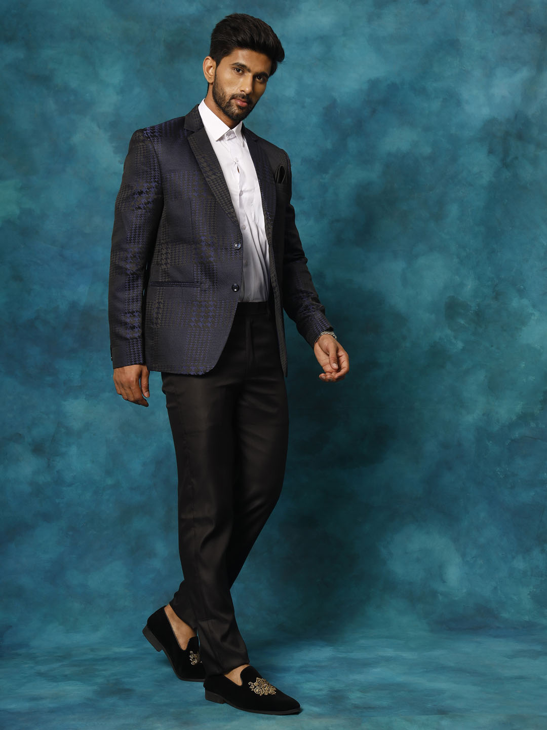 Men's Blue Houndstooth Blazer