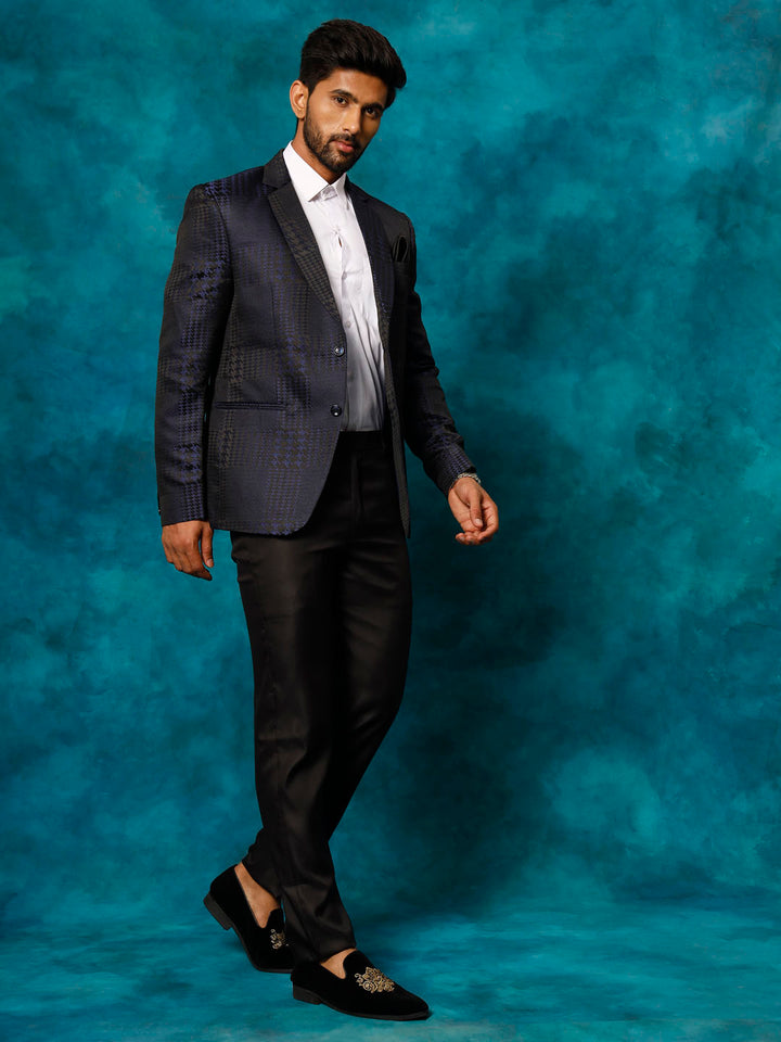 Men's Blue Houndstooth Blazer