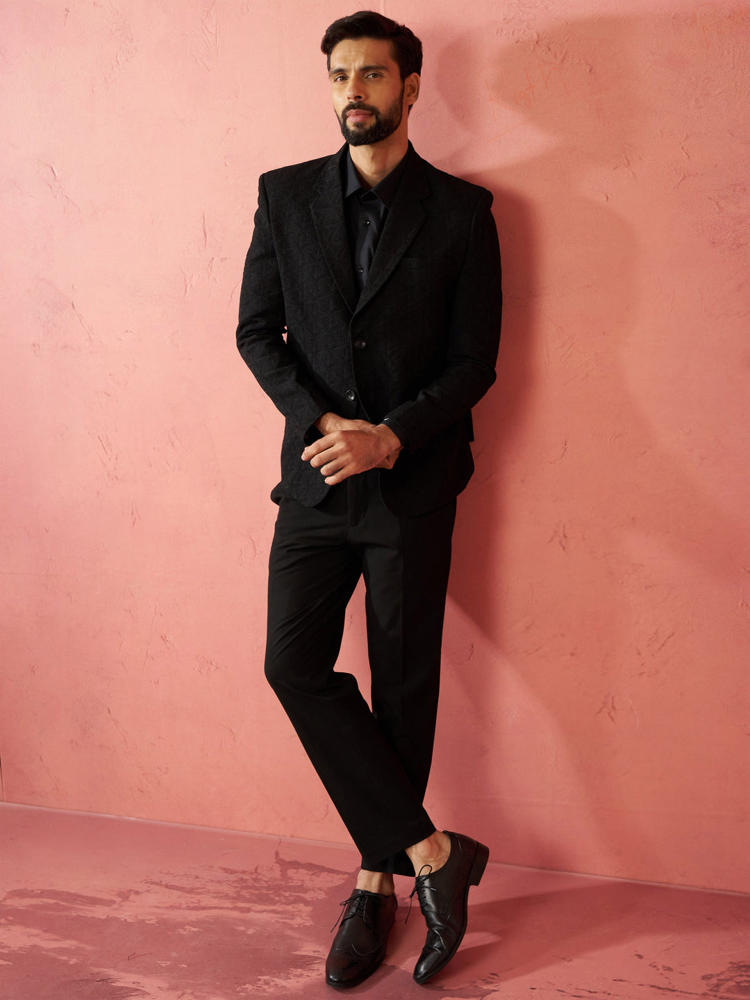 Men's Black Bafta Embossed Blazer