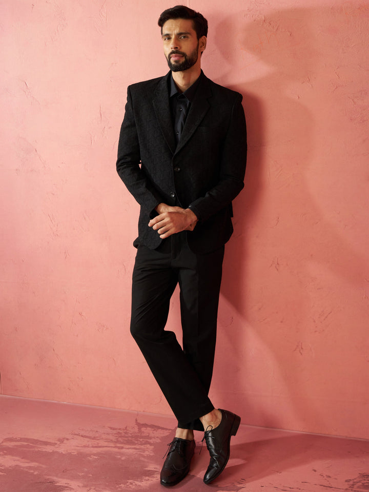 Men's Black Bafta Embossed Blazer