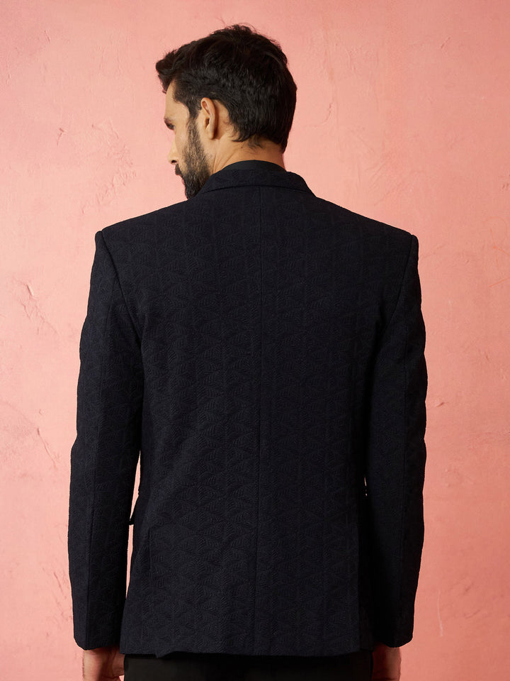 Men's Navy Blue Bafta Embossed Blazer