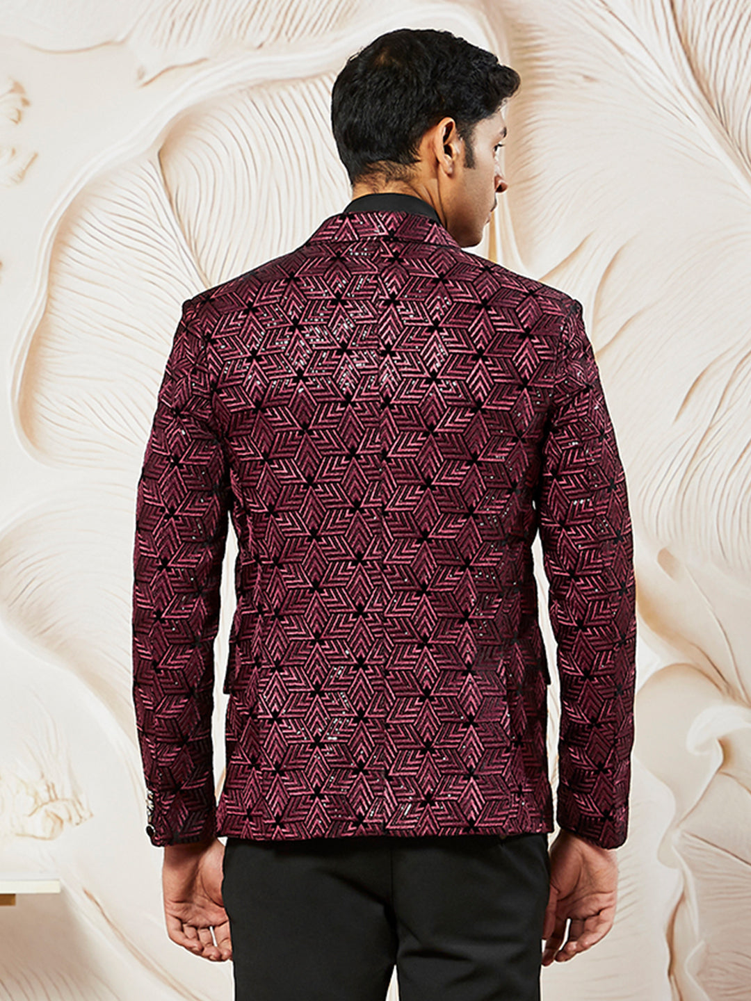 Men's Wine Velvet Blazer