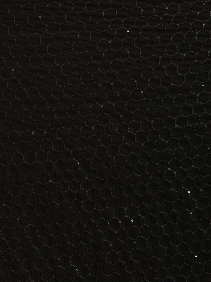 Men's Black Georgette Sequined Dupatta