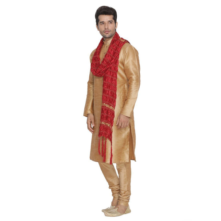 VASTRAMAY Men's Maroon Viscose Dupatta
