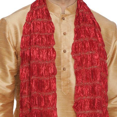 VASTRAMAY Men's Maroon Viscose Dupatta