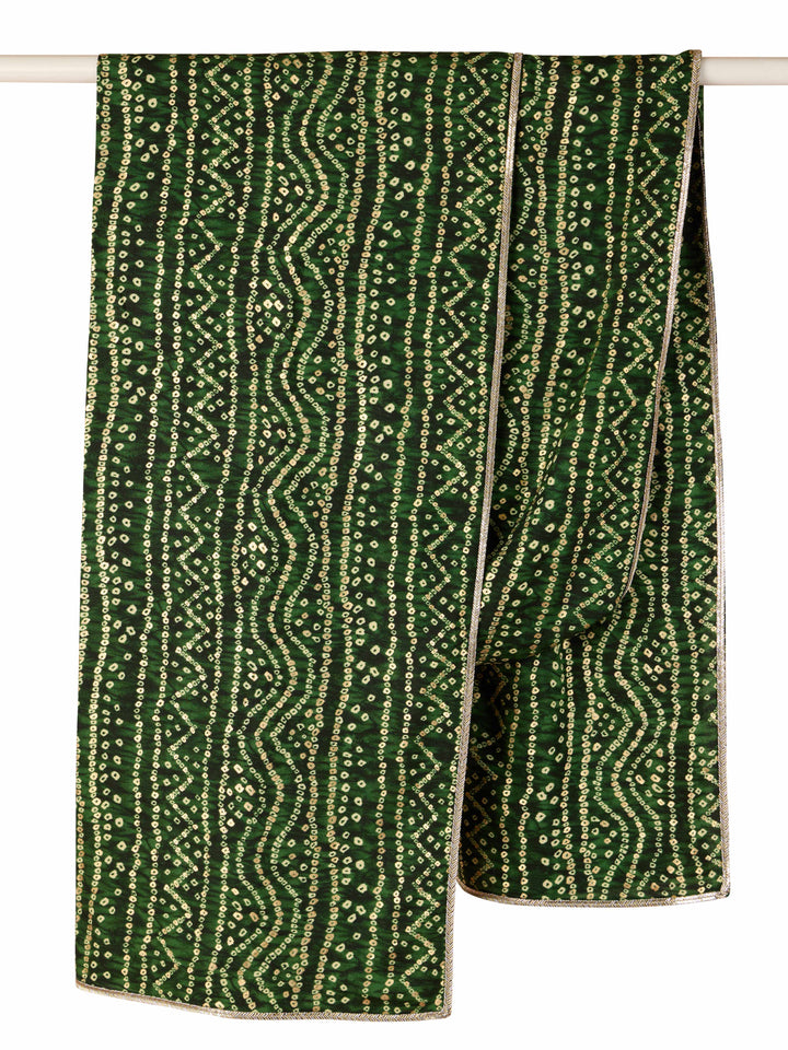 Men's Green Rayon Bandhani Print Dupatta