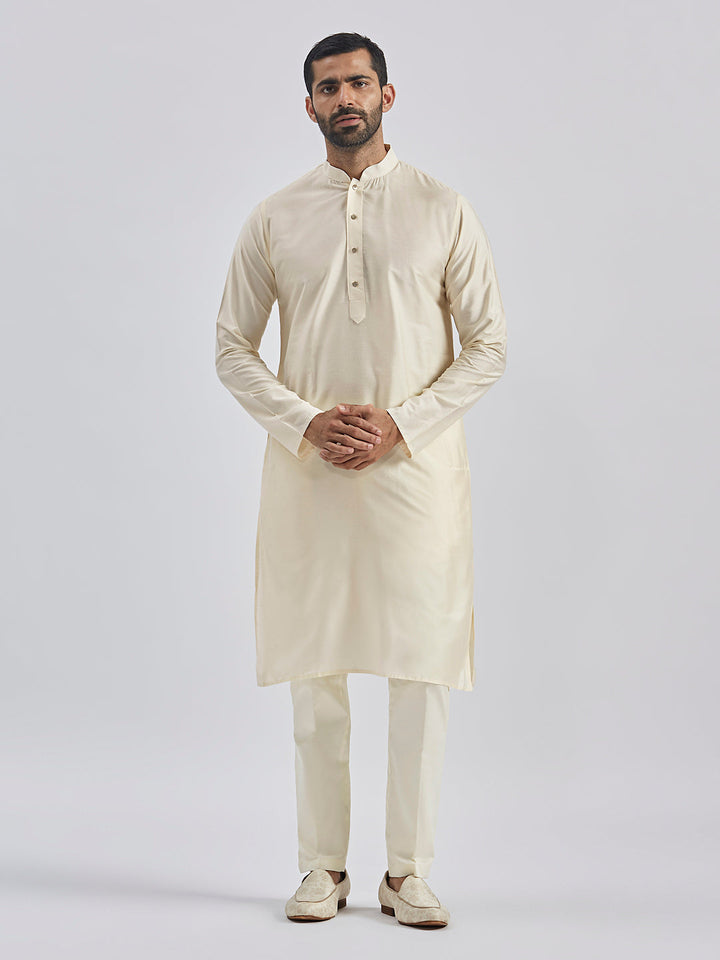 Men's Cream Viscose Sherwani Set