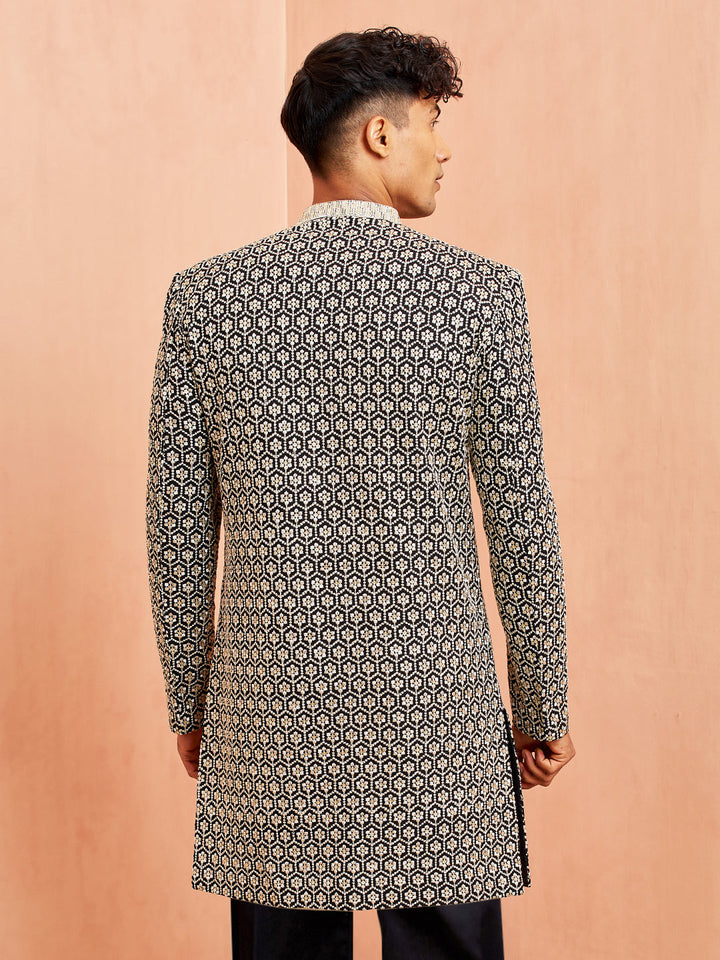 Men's Black Indo-Western & Pant Set