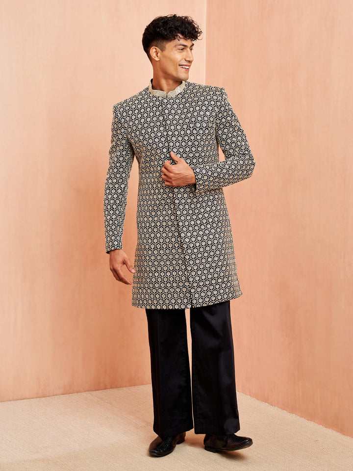 Men's Black Indo-Western & Pant Set