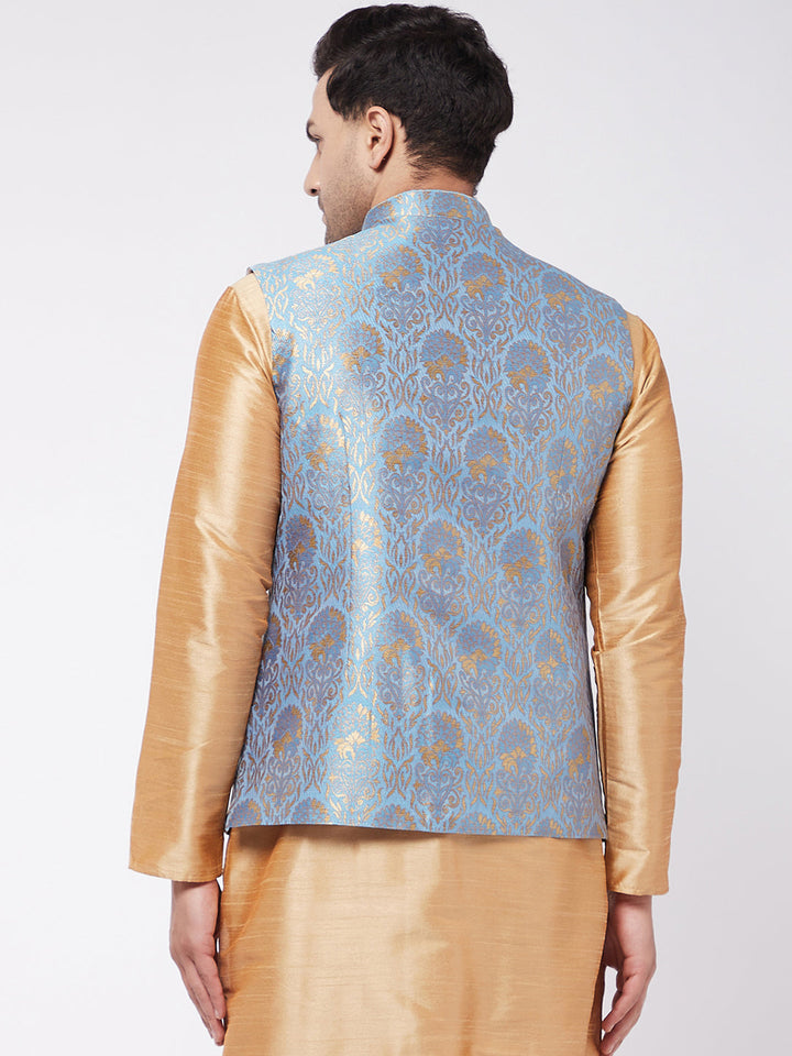 Men's Grey Jacquard Nehru Jacket
