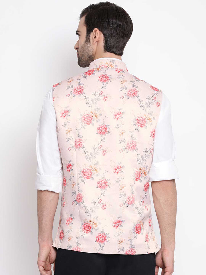 Men's Peach Silk Blend Nehru Jacket