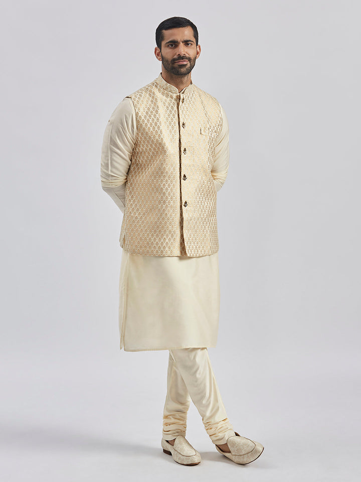 Men's Gold Viscose Nehru Jacket