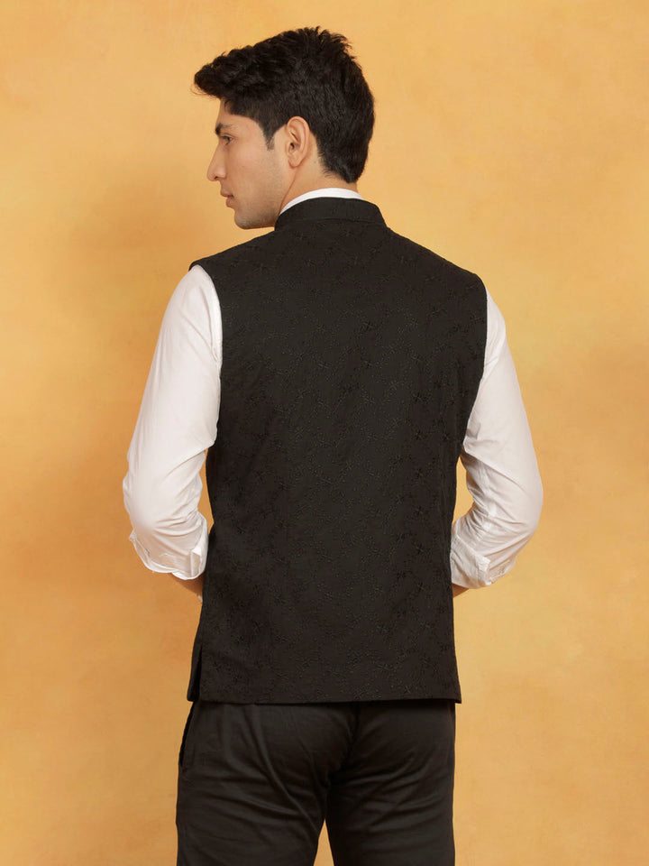 Men's Black Cotton Nehru Jacket