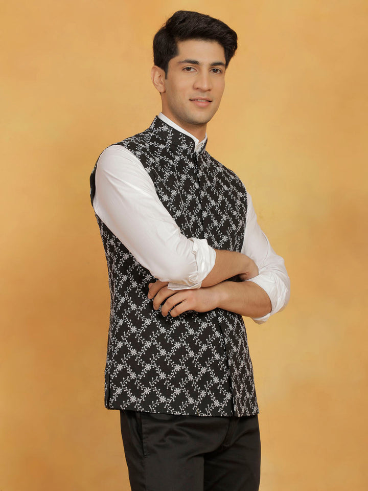 Men's Black Cotton Nehru Jacket