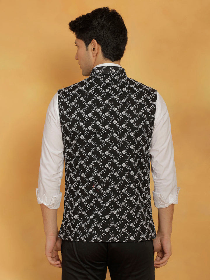 Men's Black Cotton Nehru Jacket