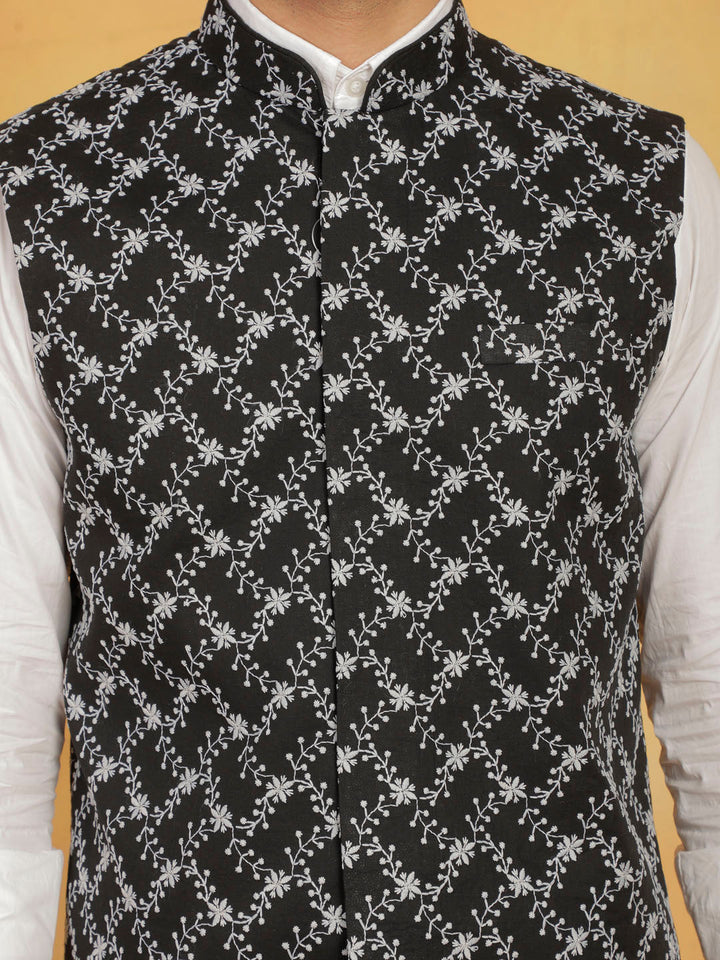 Men's Black Cotton Nehru Jacket