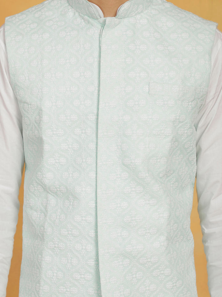 Men's Green Cotton Nehru Jacket