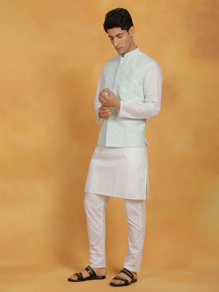 Men's Green Cotton Nehru Jacket