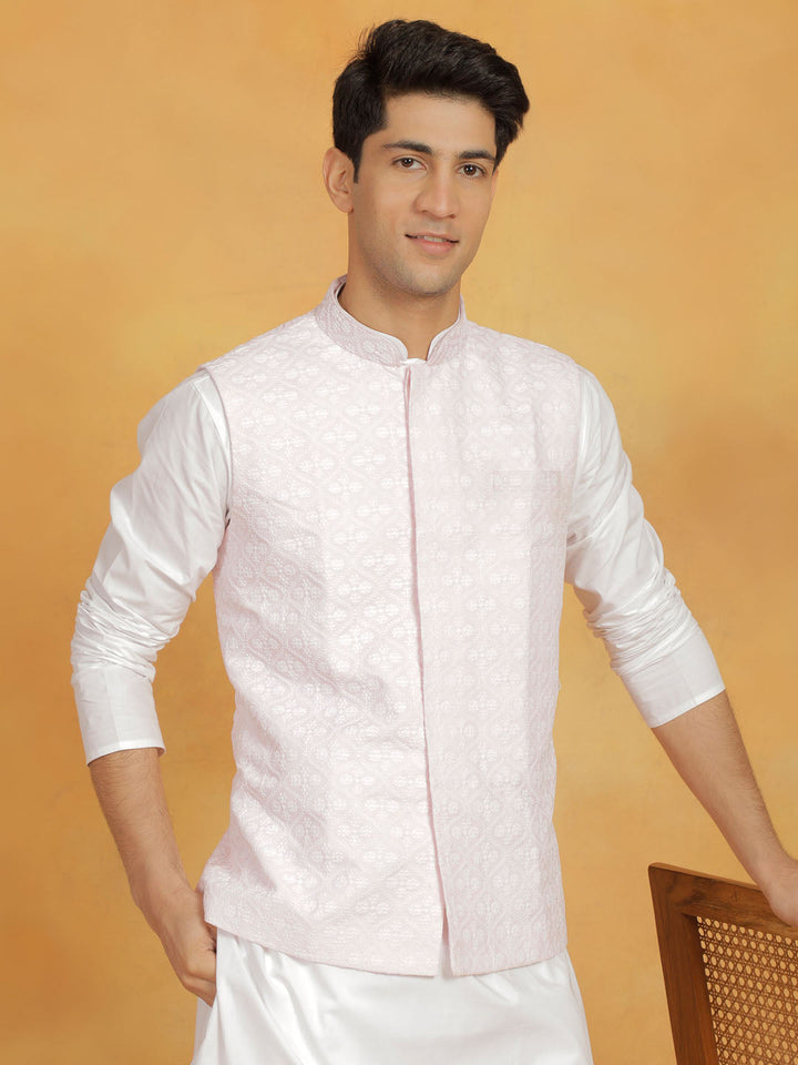 Men's Pink Cotton Nehru Jacket