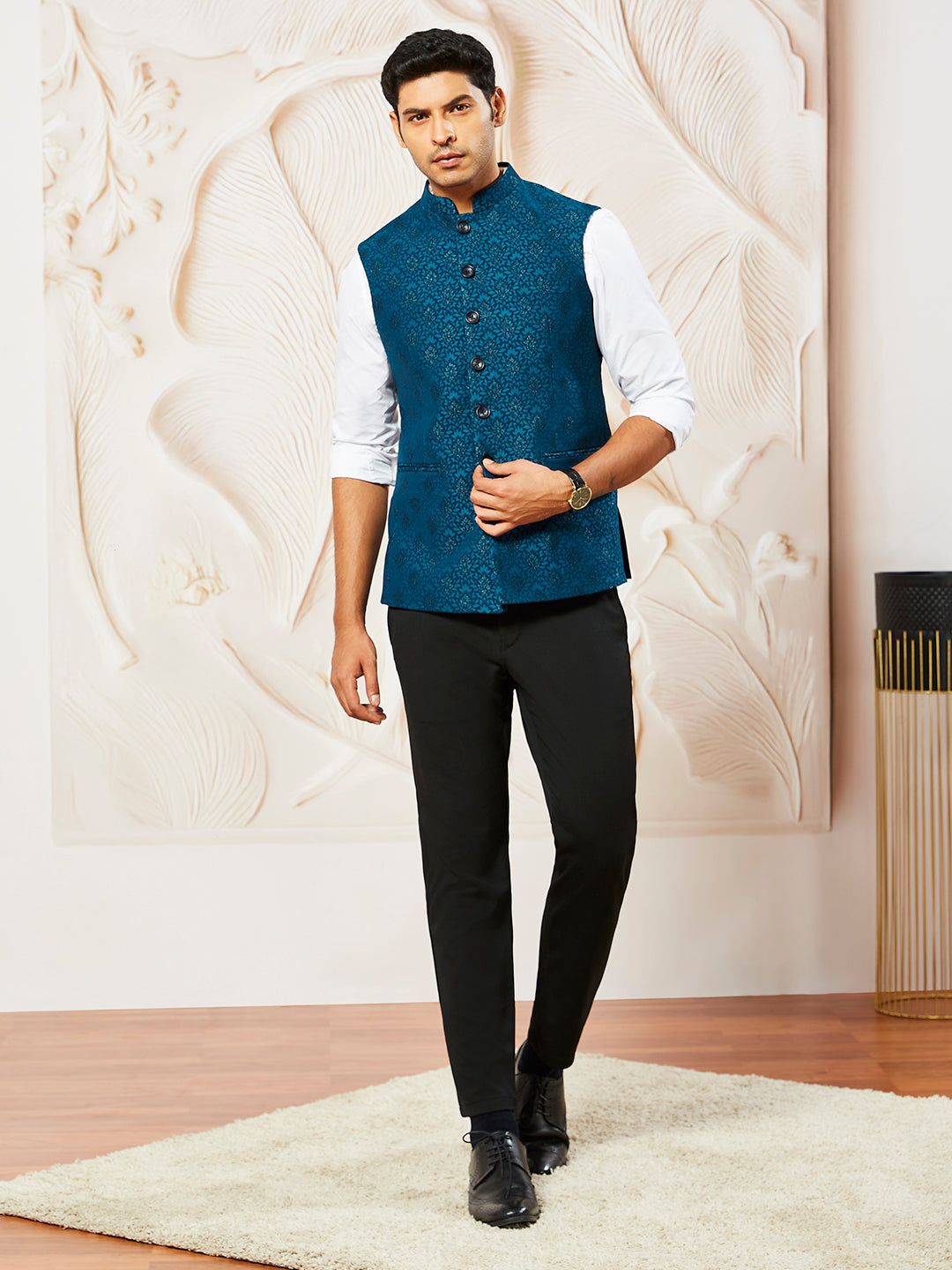 Men's Turquoise Silk Blend Jacket