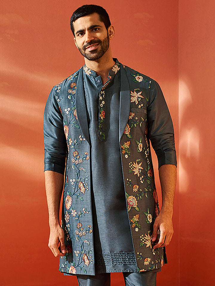 Men’S Grey Nehru Jacket