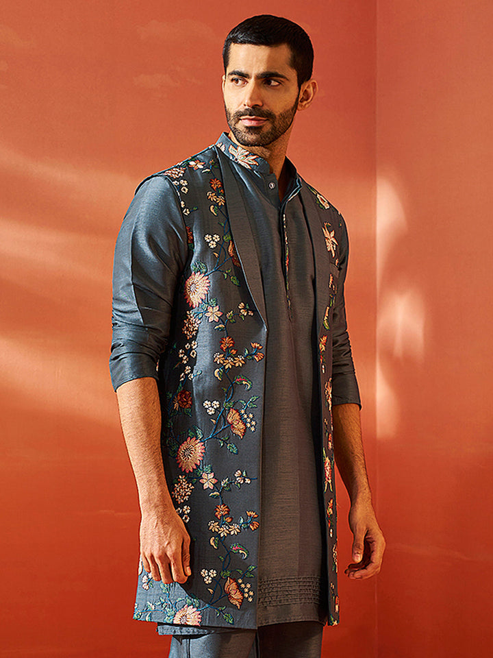 Men’S Grey Nehru Jacket