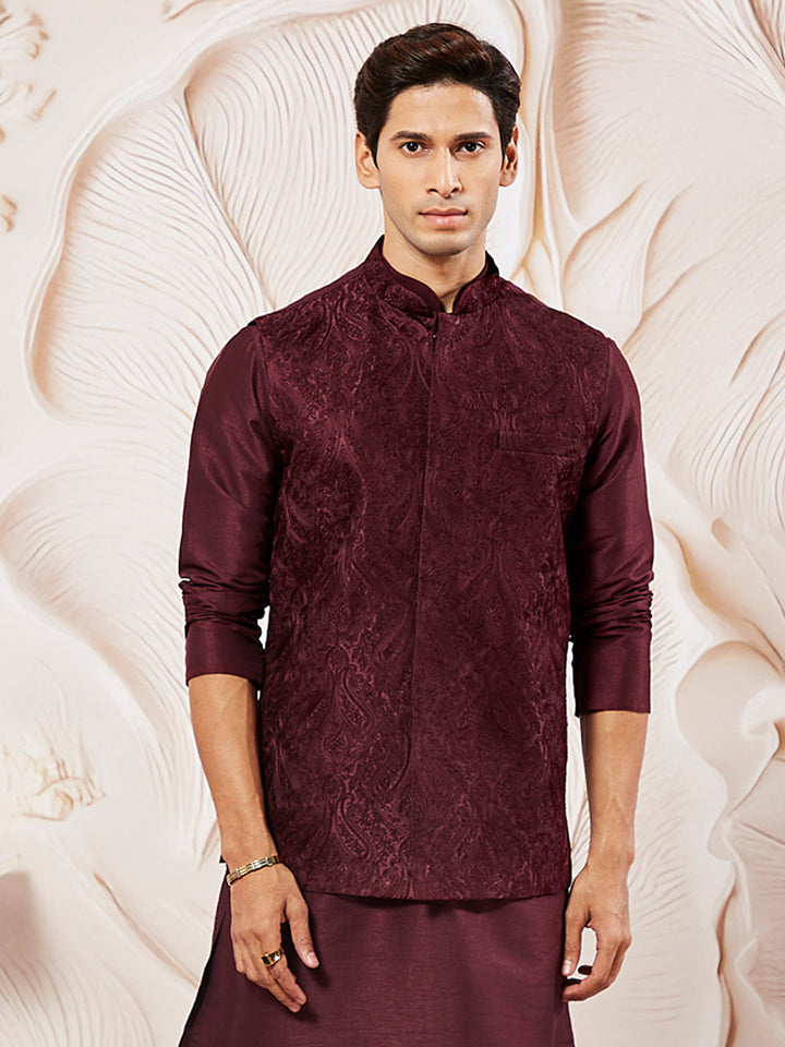 Men's Maroon - Nehru Jacket