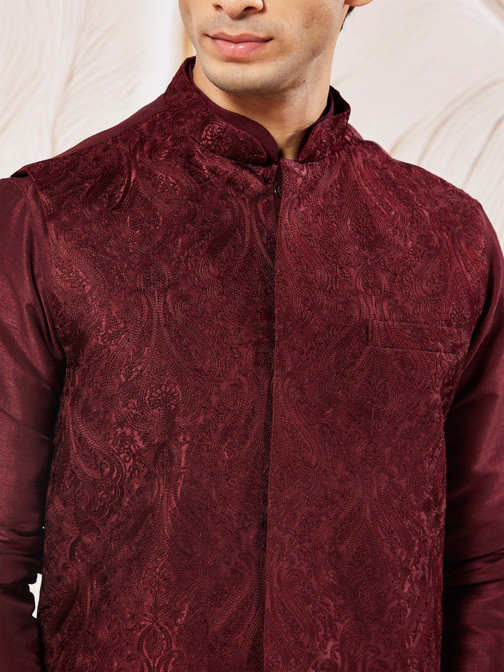 Men's Maroon - Nehru Jacket