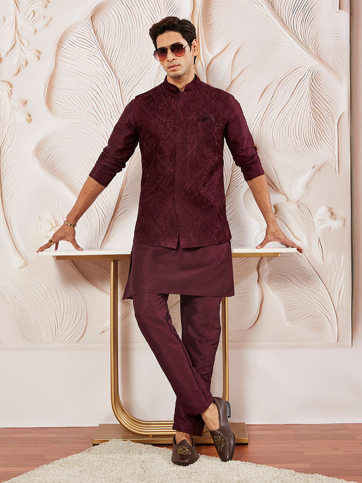 Men's Maroon - Nehru Jacket