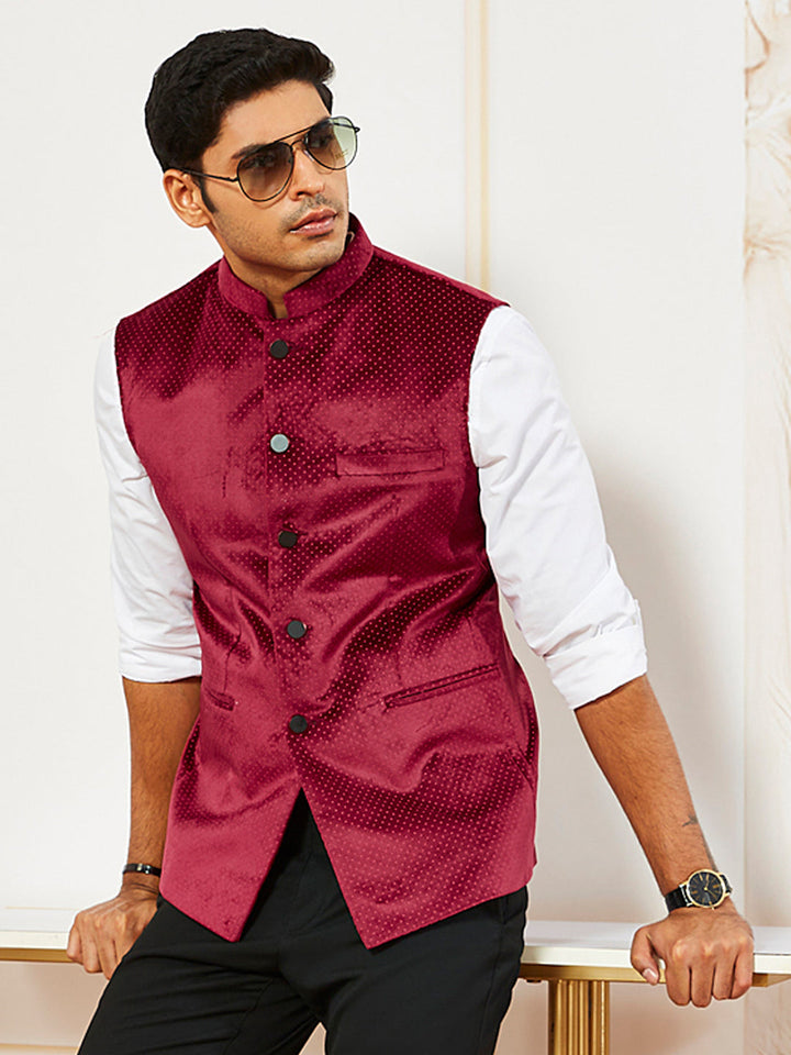 Men's Maroon - Nehru Jacket